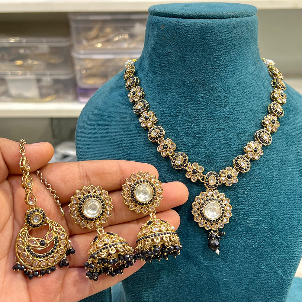 Hira Collection Premium Crystal Stone Jewellery Set with Beaded Detailing Perfect for Weddings and Festive Occasions