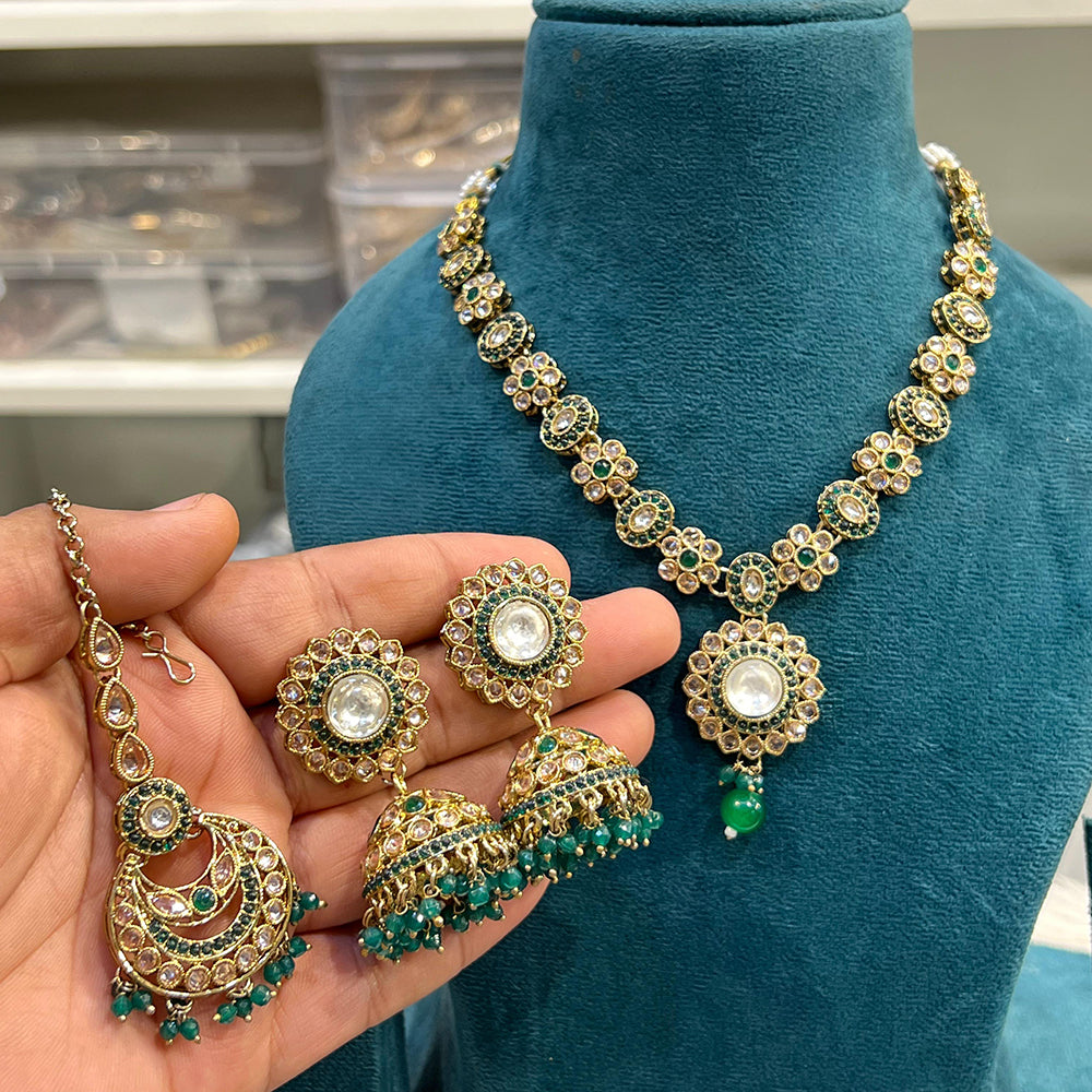 Hira Collection Premium Crystal Stone Jewellery Set with Beaded Detailing Perfect for Weddings and Festive Occasions