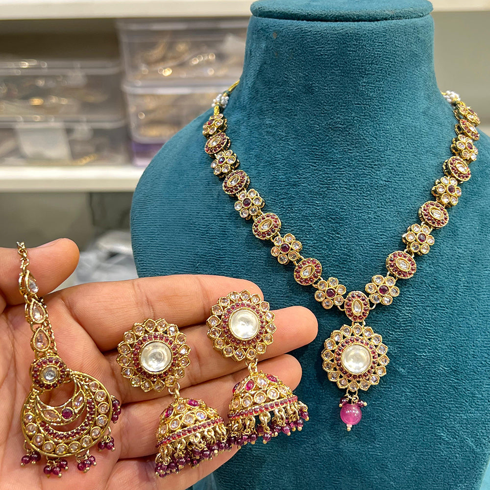 Hira Collection Premium Crystal Stone Jewellery Set with Beaded Detailing Perfect for Weddings and Festive Occasions