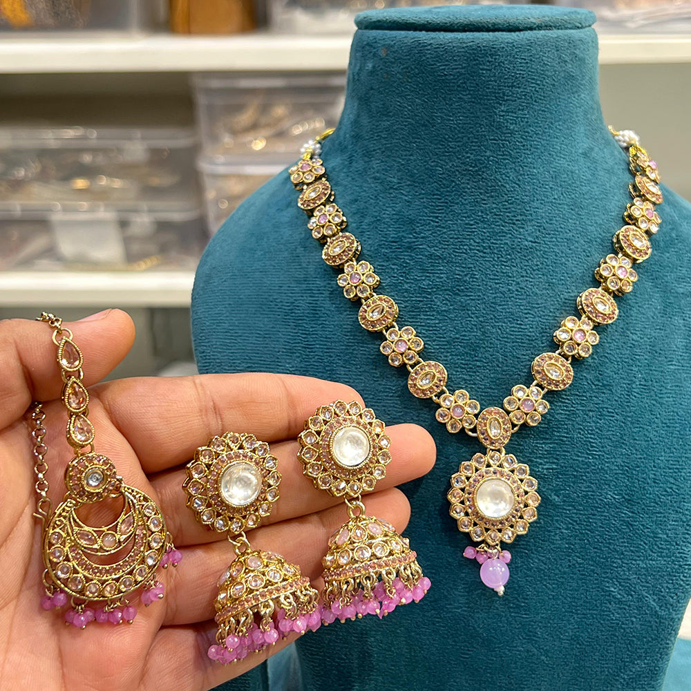Hira Collection Premium Crystal Stone Jewellery Set with Beaded Detailing Perfect for Weddings and Festive Occasions