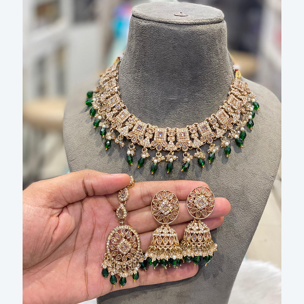 Hira Collection Premium Austrian Stone Jewellery Set with Beaded Detailing Perfect for Weddings and Festive Occasions