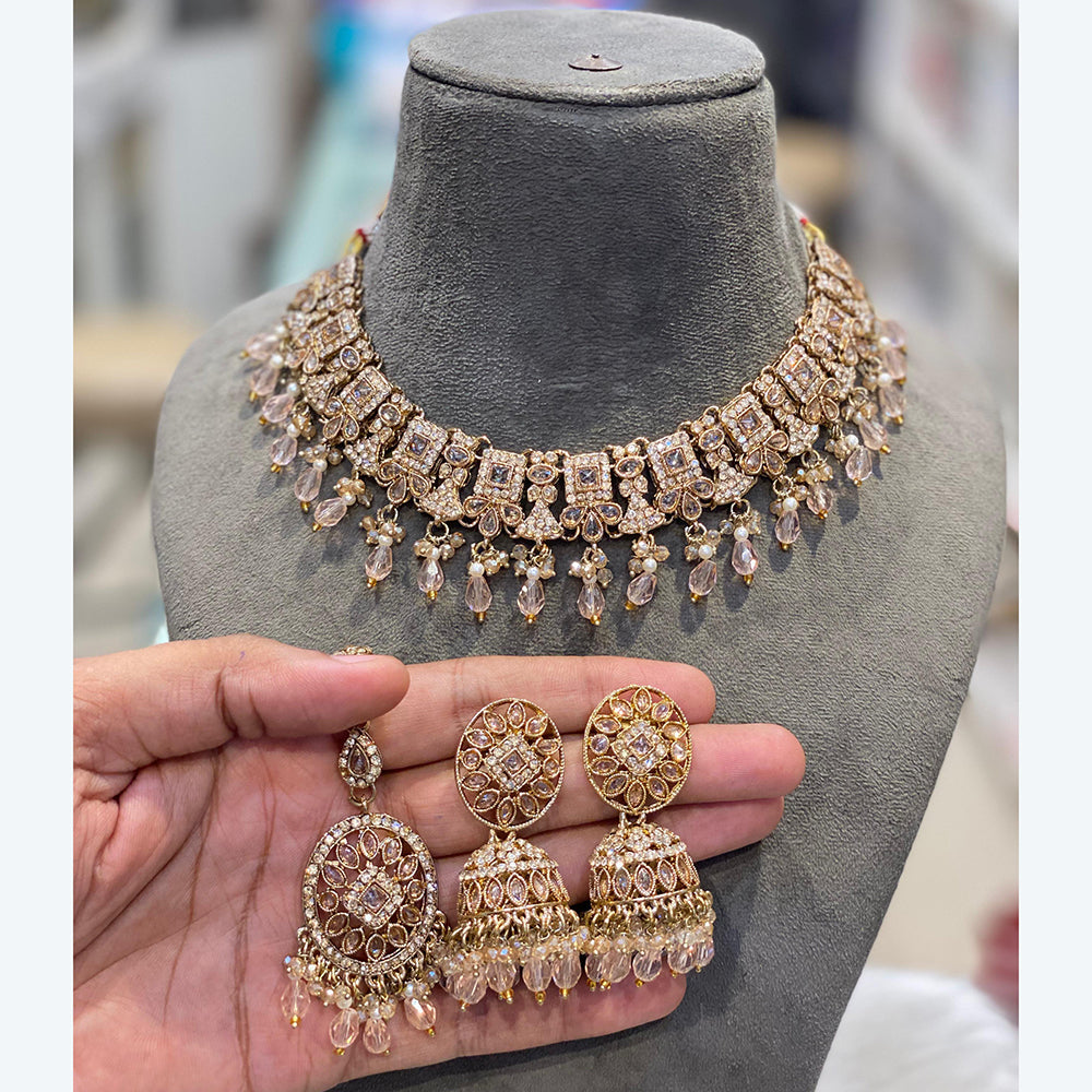 Hira Collection Premium Austrian Stone Jewellery Set with Beaded Detailing Perfect for Weddings and Festive Occasions