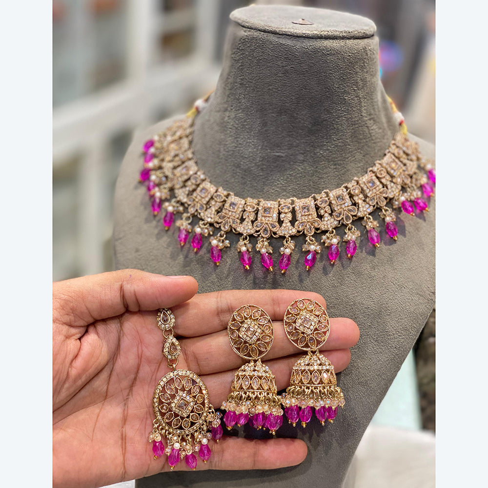 Hira Collection Premium Austrian Stone Jewellery Set with Beaded Detailing Perfect for Weddings and Festive Occasions