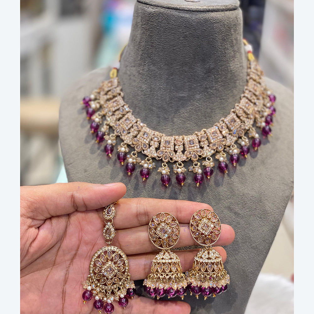 Hira Collection Premium Austrian Stone Jewellery Set with Beaded Detailing Perfect for Weddings and Festive Occasions