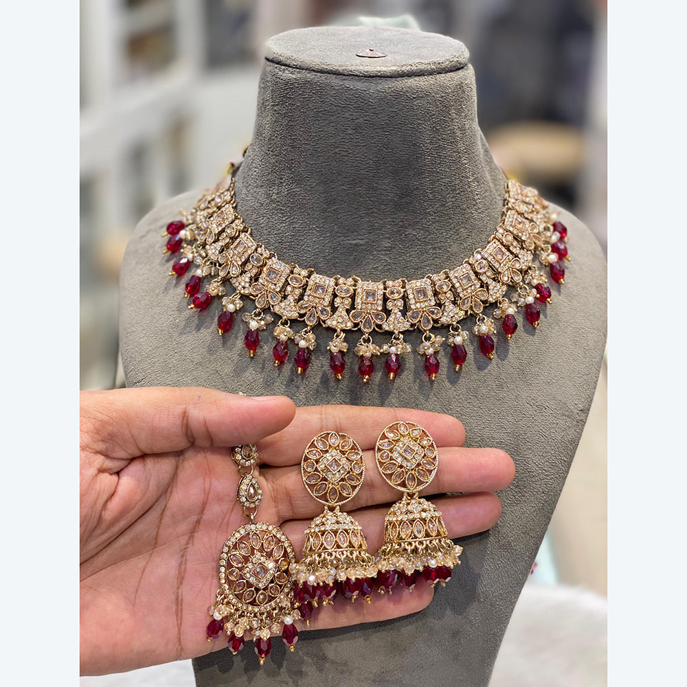 Hira Collection Premium Austrian Stone Jewellery Set with Beaded Detailing Perfect for Weddings and Festive Occasions