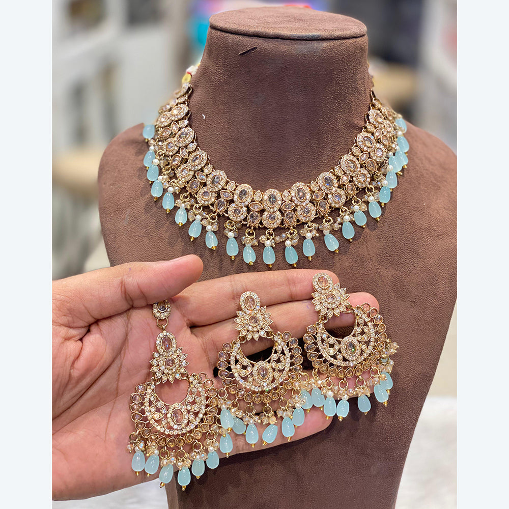 Hira Collection Premium Austrian Stone Jewellery Set with Beaded Detailing Perfect for Weddings and Festive Occasions