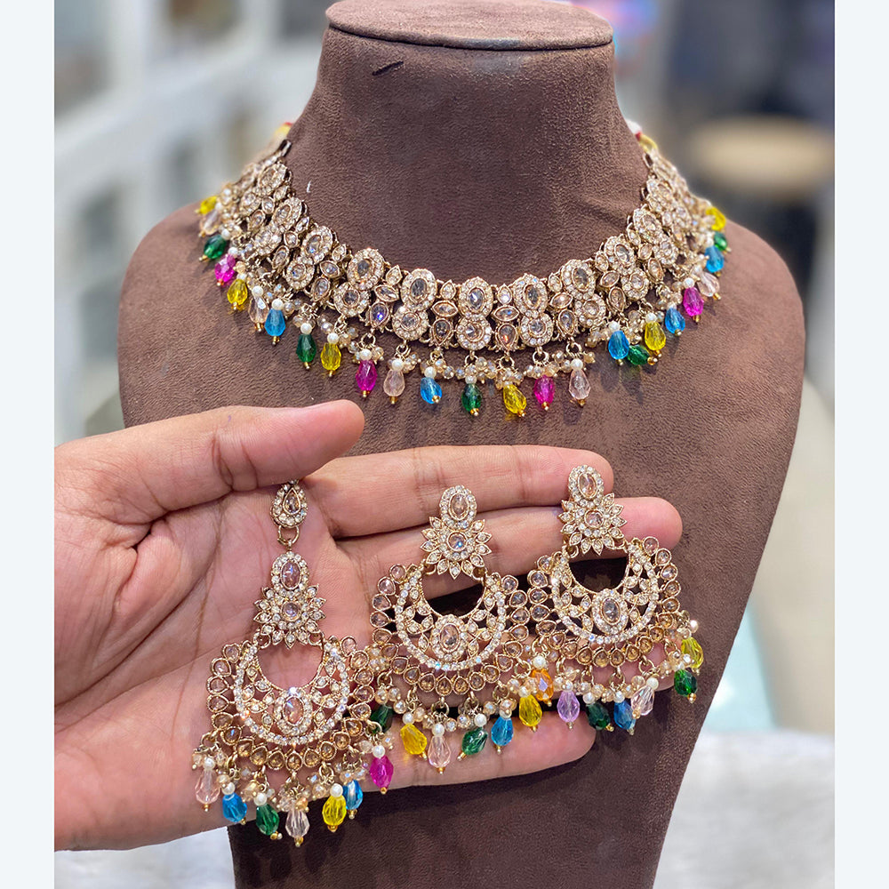 Hira Collection Premium Austrian Stone Jewellery Set with Beaded Detailing Perfect for Weddings and Festive Occasions