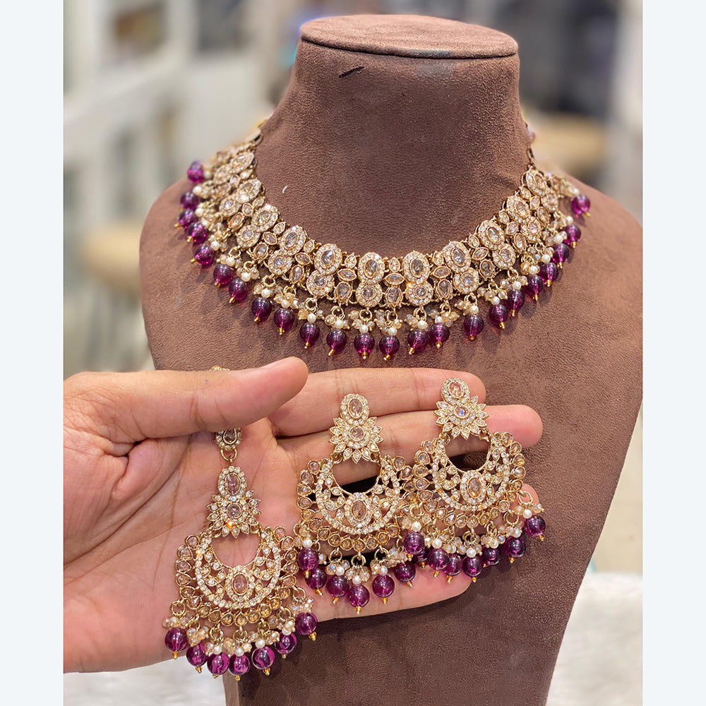 Hira Collection Premium Austrian Stone Jewellery Set with Beaded Detailing Perfect for Weddings and Festive Occasions