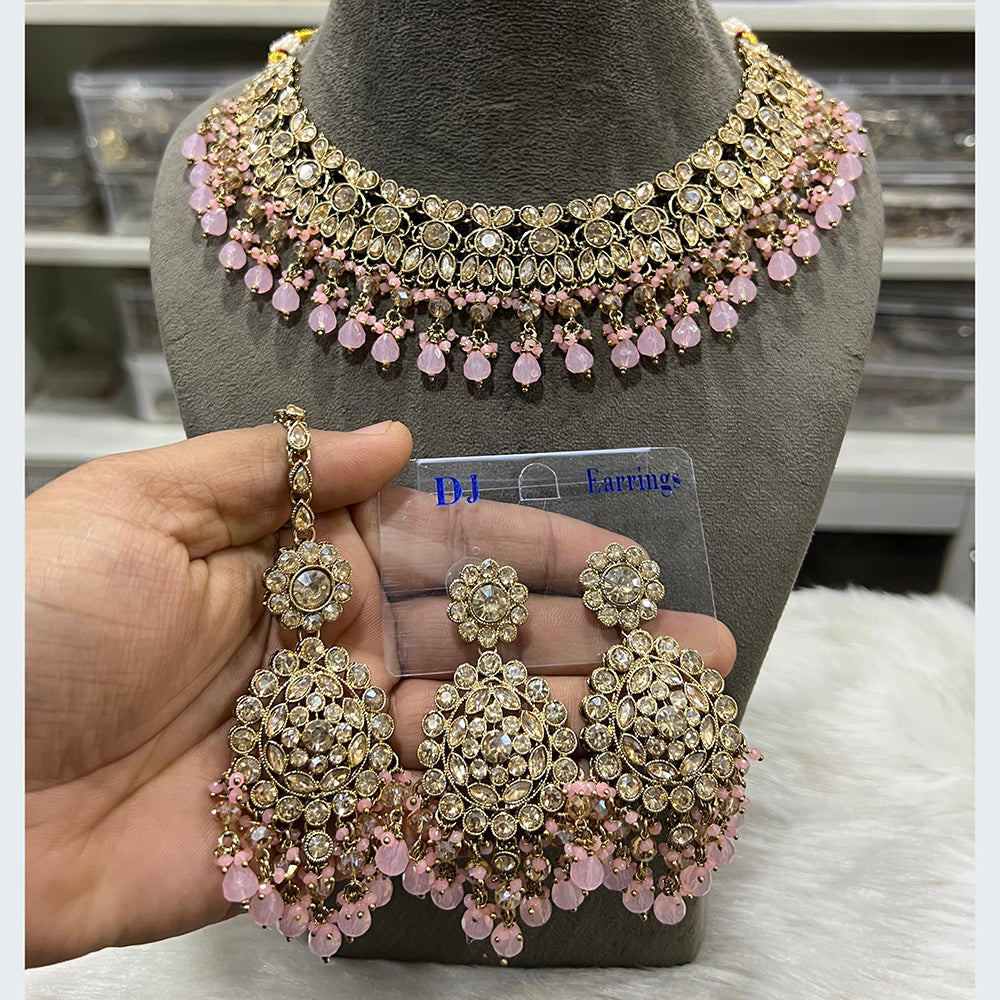 Hira Collections Luxurious Crystal And Beads Pearl Ensemble Necklace Set