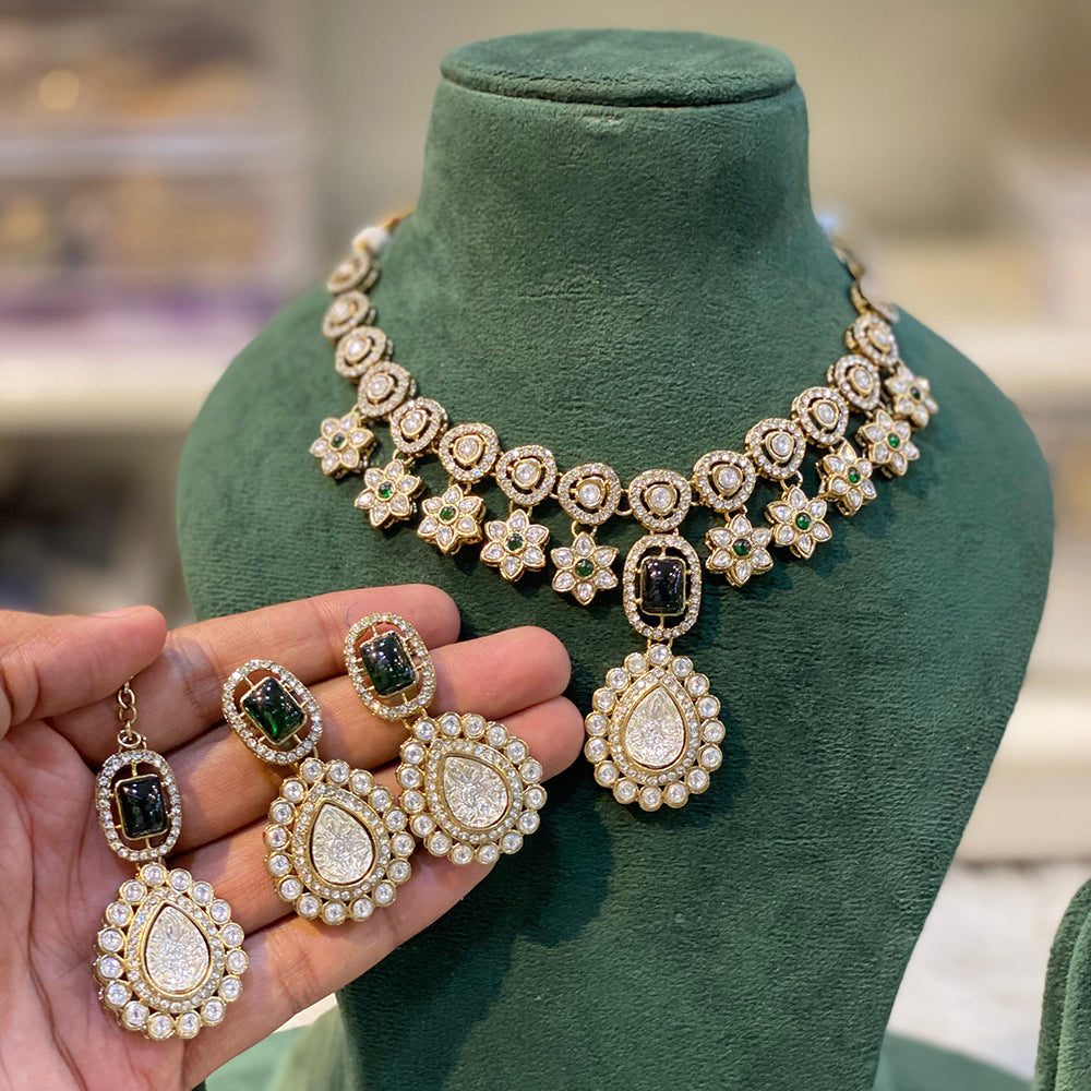 Hira Collections Luxurious Austrian Stone And Pota Stone Necklace Set