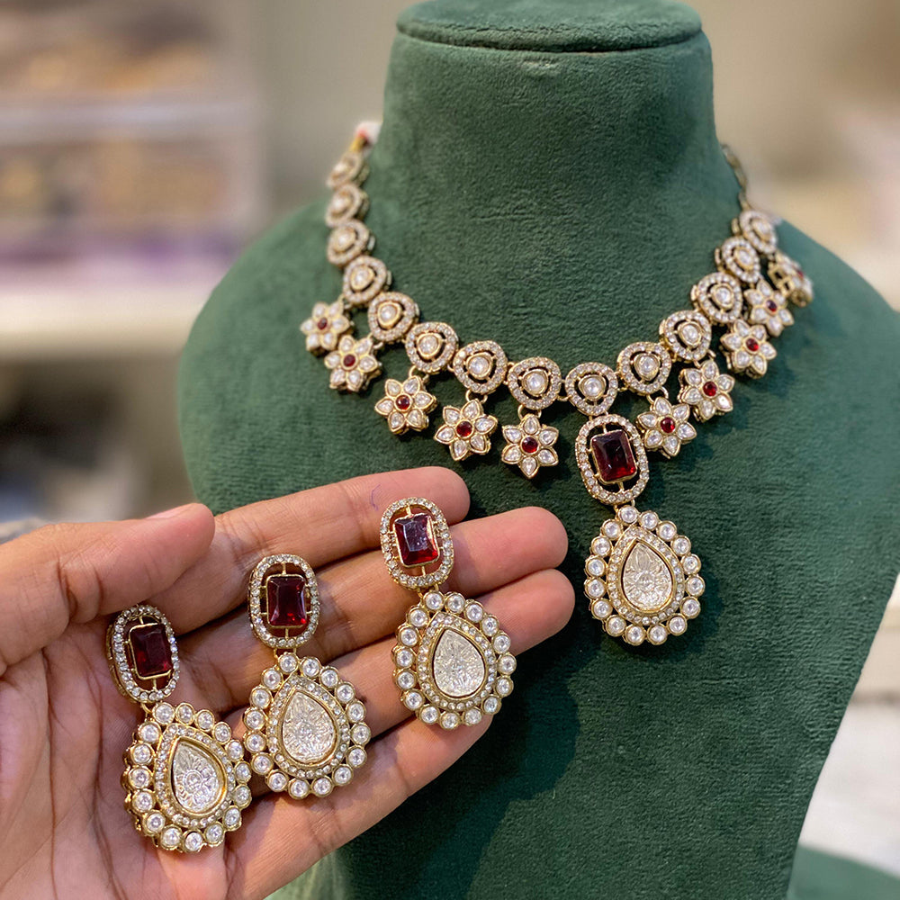 Hira Collections Luxurious Austrian Stone And Pota Stone Necklace Set