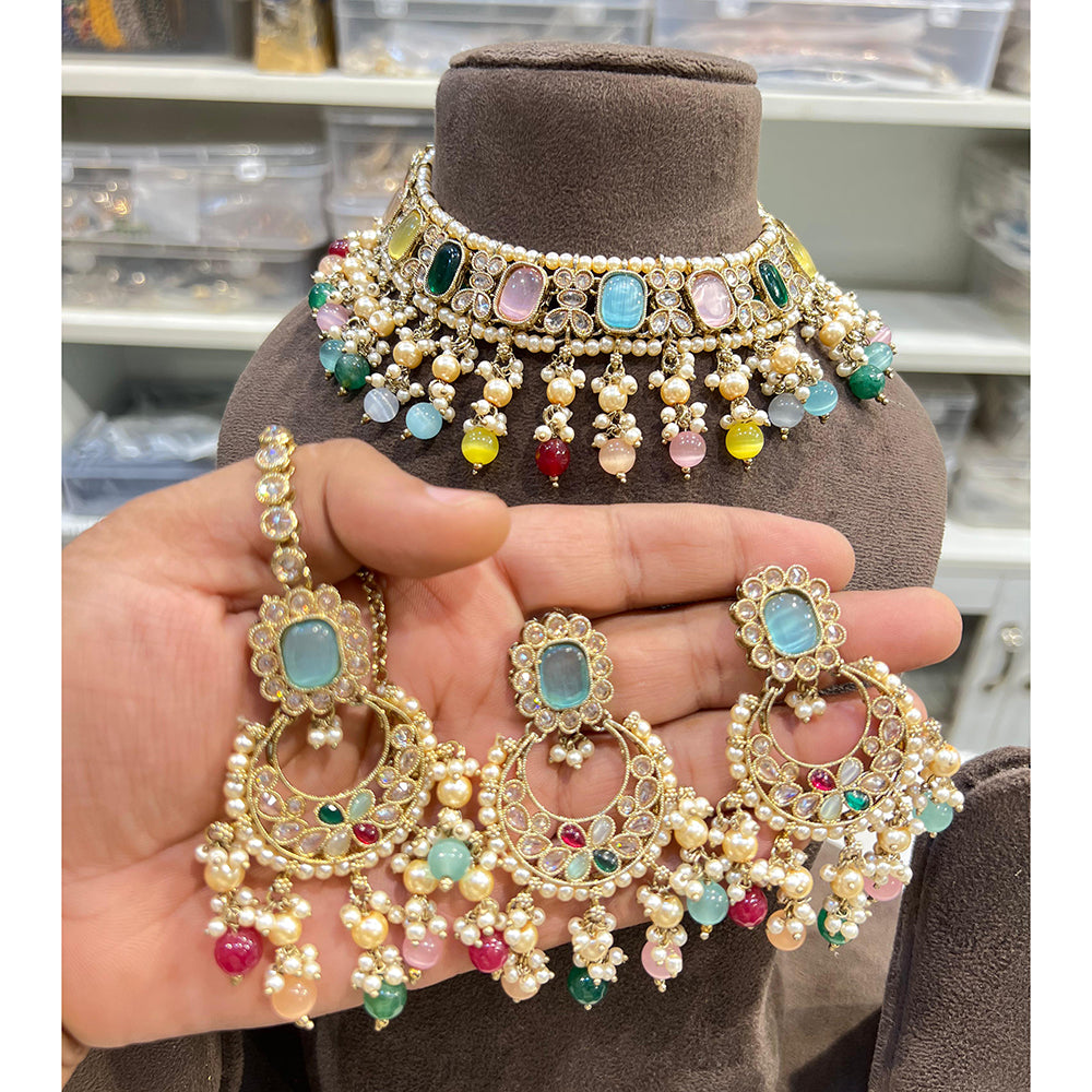 Hira Collections Timeless Glam Pota Kundan And Pearl Necklace Set