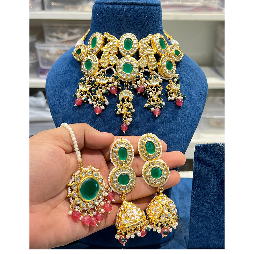 Hira Collections Timeless Glam Pota Kundan And Pearl Necklace Set