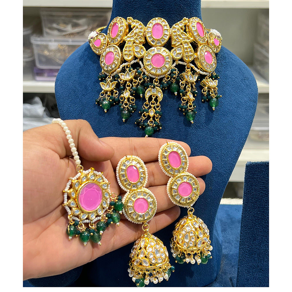 Hira Collections Timeless Glam Pota Kundan And Pearl Necklace Set