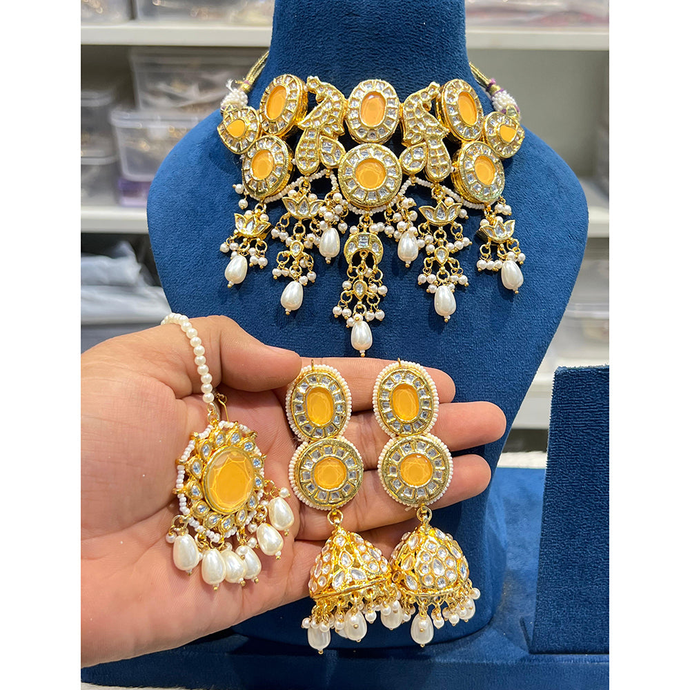 Hira Collections Timeless Glam Pota Kundan And Pearl Necklace Set