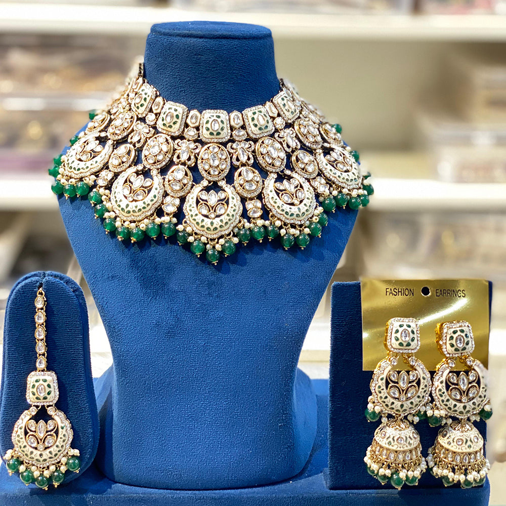 Hira Collections Timeless Glam Pota Kundan And Pearl Necklace Set