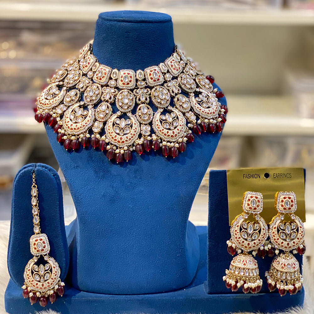 Hira Collections Timeless Glam Pota Kundan And Pearl Necklace Set