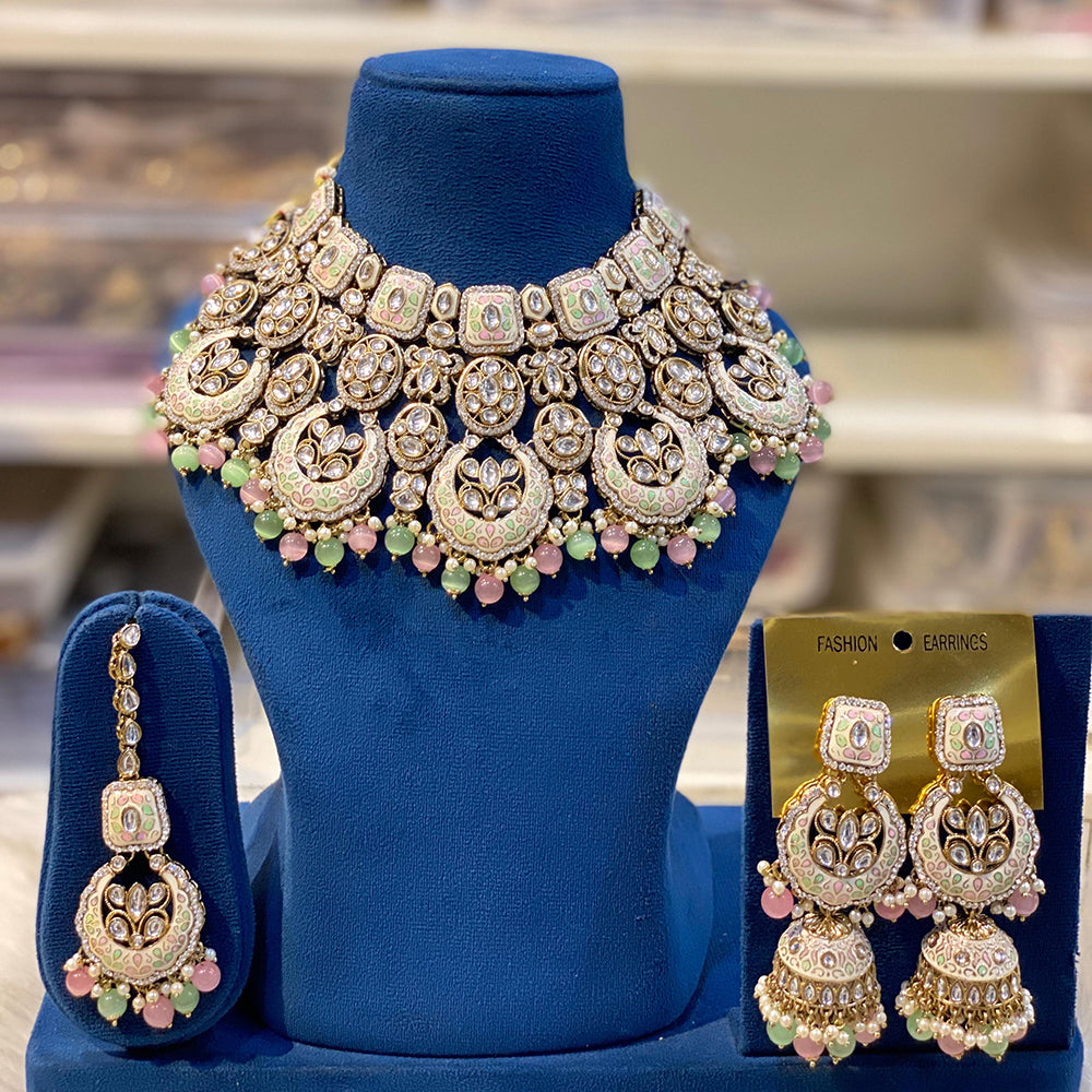 Hira Collections Timeless Glam Pota Kundan And Pearl Necklace Set