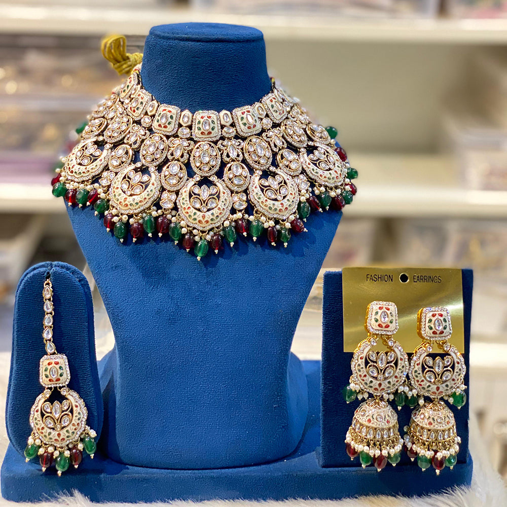 Hira Collections Timeless Glam Pota Kundan And Pearl Necklace Set