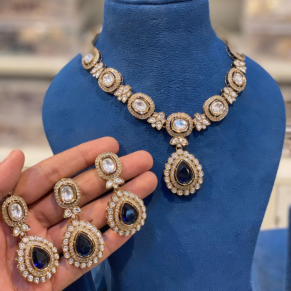 Hira Collections Royal Pota Stone Necklace Set
