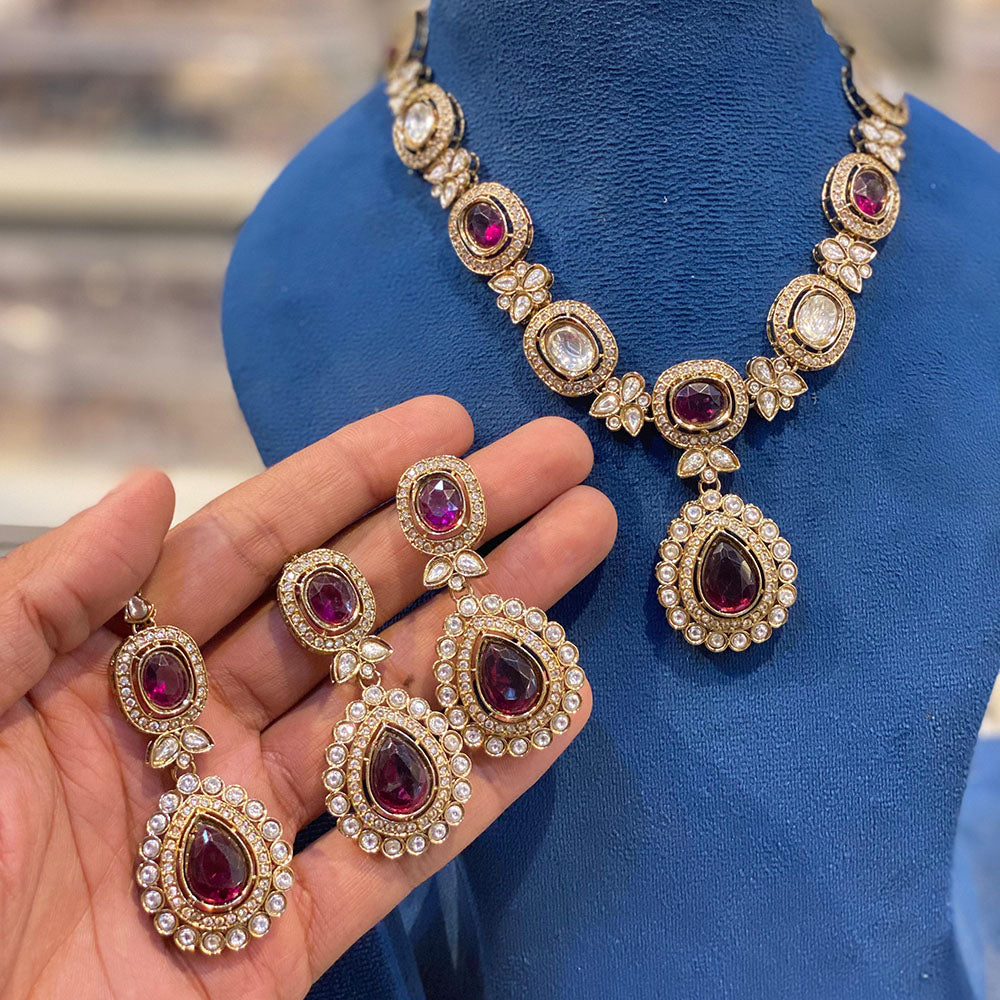 Hira Collections Royal Pota Stone Necklace Set