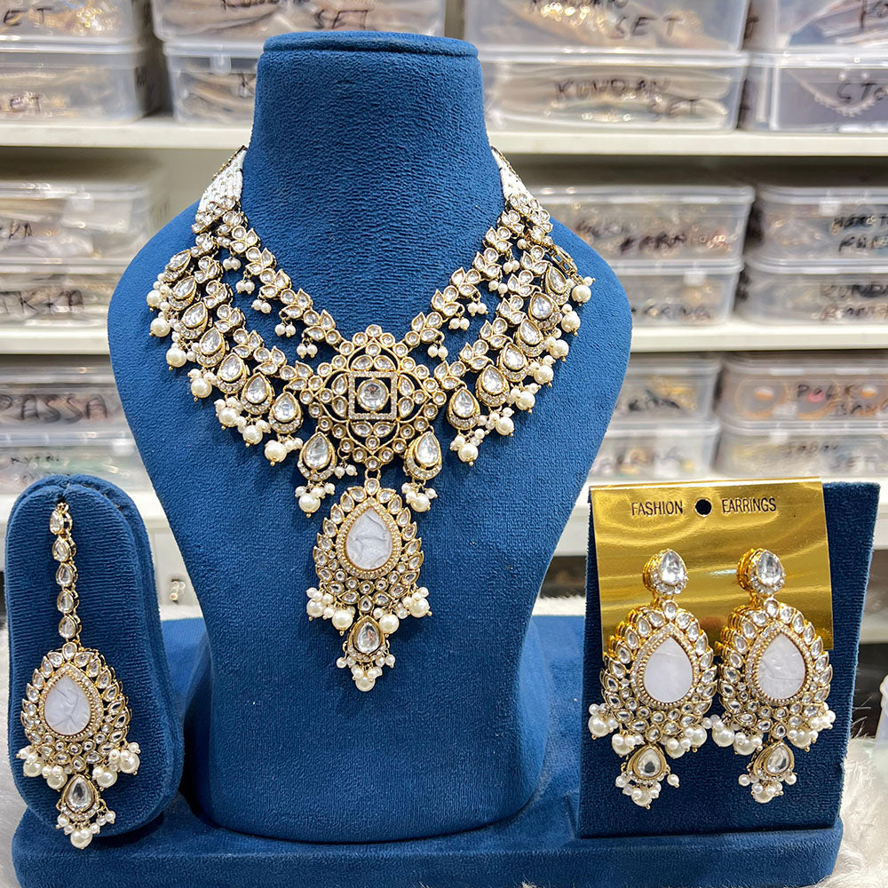 Hira Collections Designer Kundan Stone And Beads Necklace Set