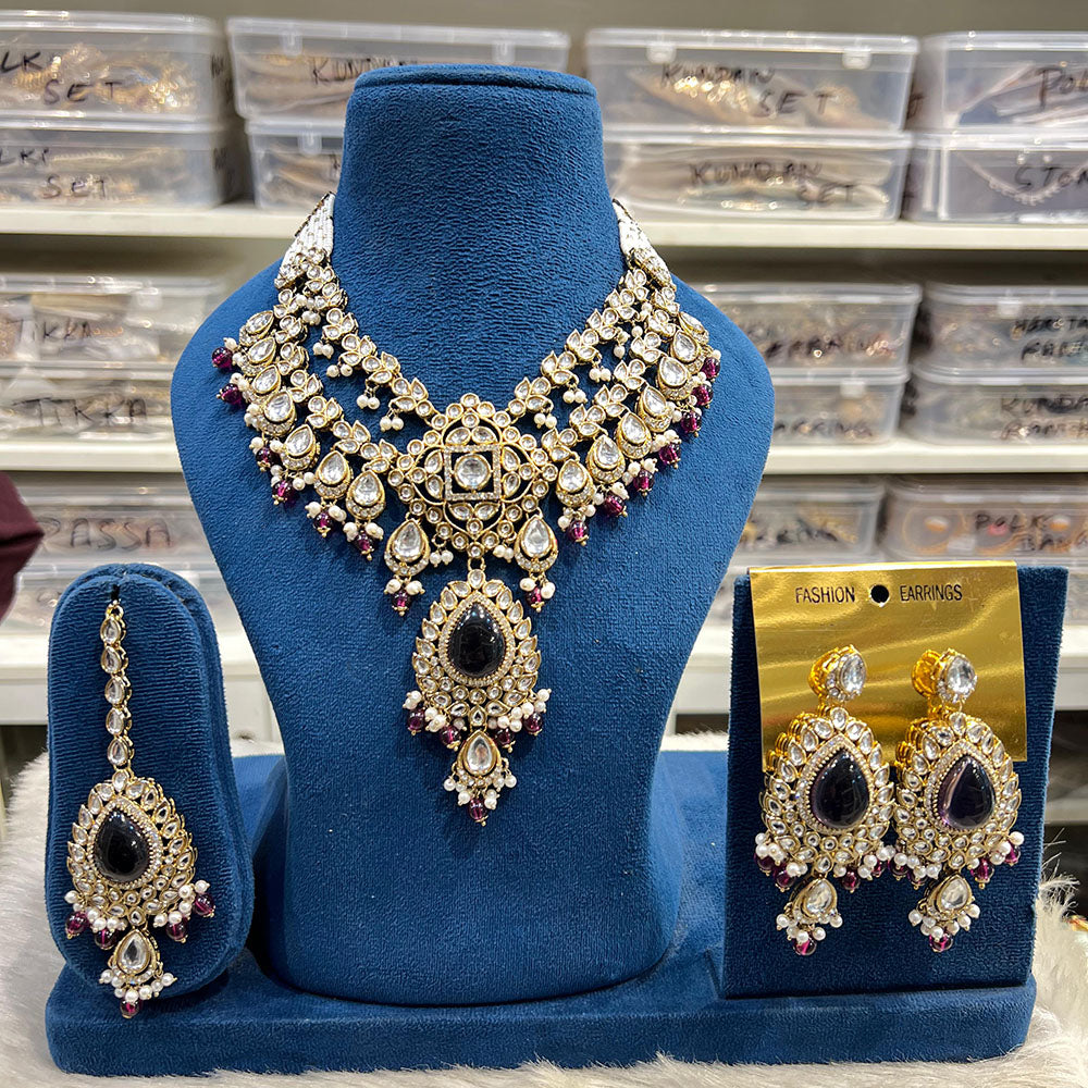 Hira Collections Designer Kundan Stone And Beads Necklace Set