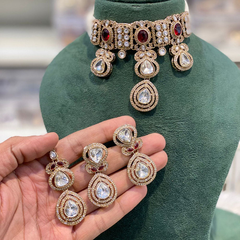 Hira Collections Designer Kundan Stone And Beads Choker Necklace Set