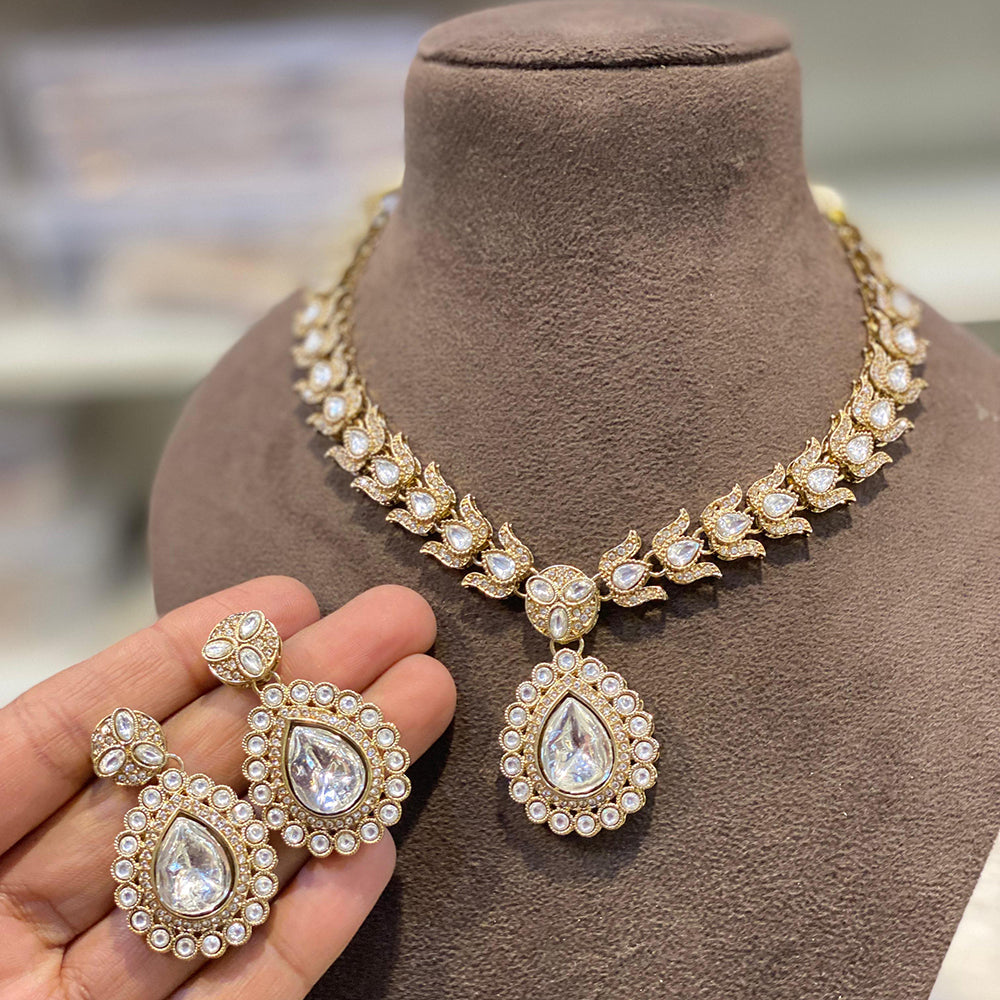 Hira Collections Pota Stone And Austrian Stone Designer Necklace Set