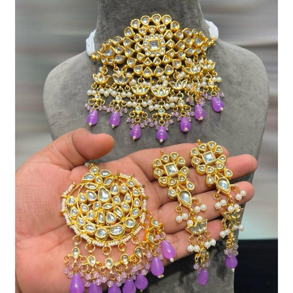 Hira Collections Kundan Stone And Beads Designer Choker Necklace Set