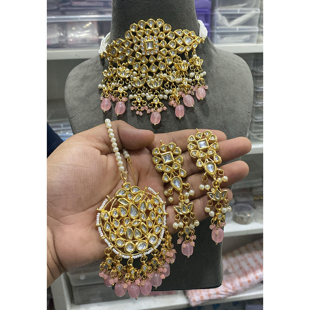 Hira Collections Kundan Stone And Beads Designer Choker Necklace Set
