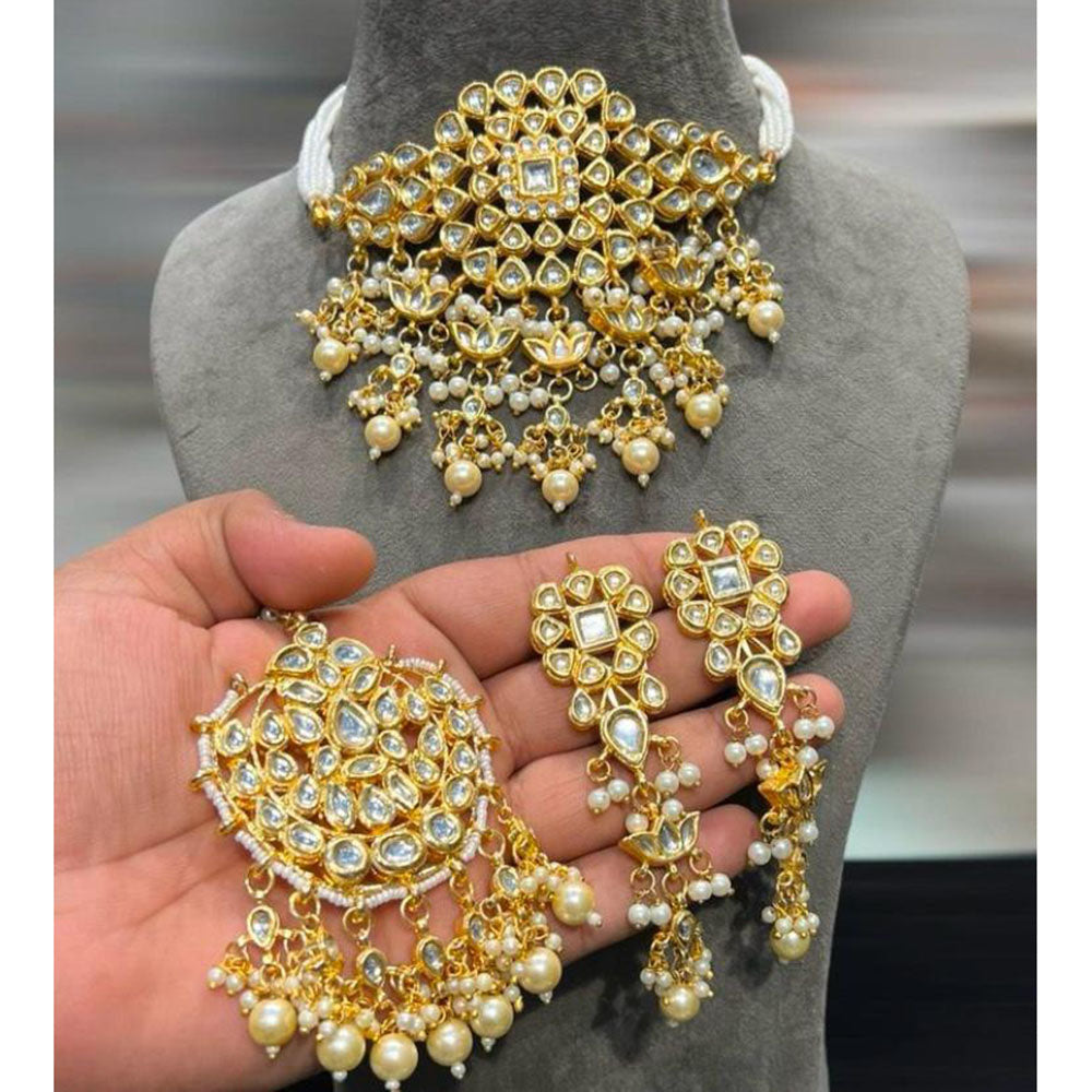 Hira Collections Kundan Stone And Beads Designer Choker Necklace Set