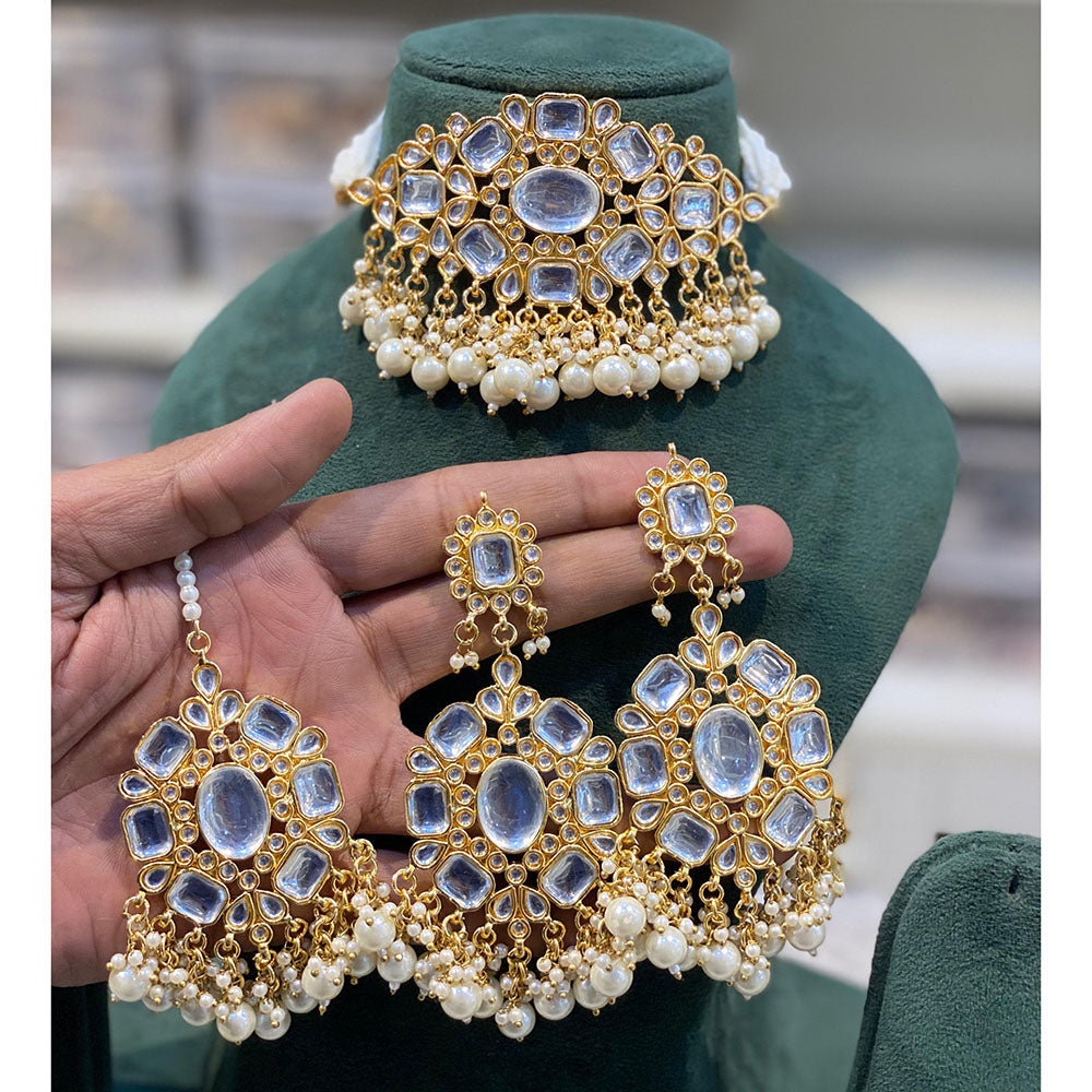 Hira Collections Kundan Stone And Beads Designer Choker Necklace Set