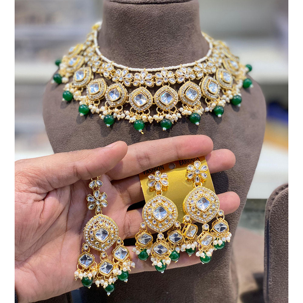 Hira Collections Kundan Stone And Pearl Designer Necklace Set