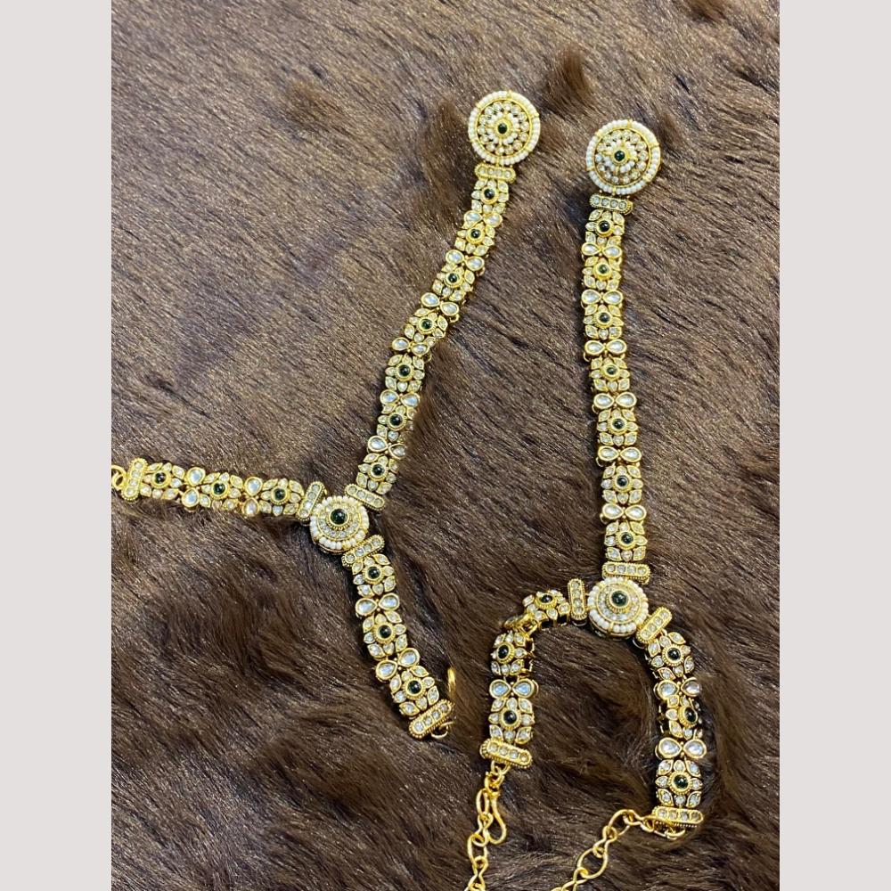 Hira Collections Designer Kundan Stone And Pearl Hand Harness