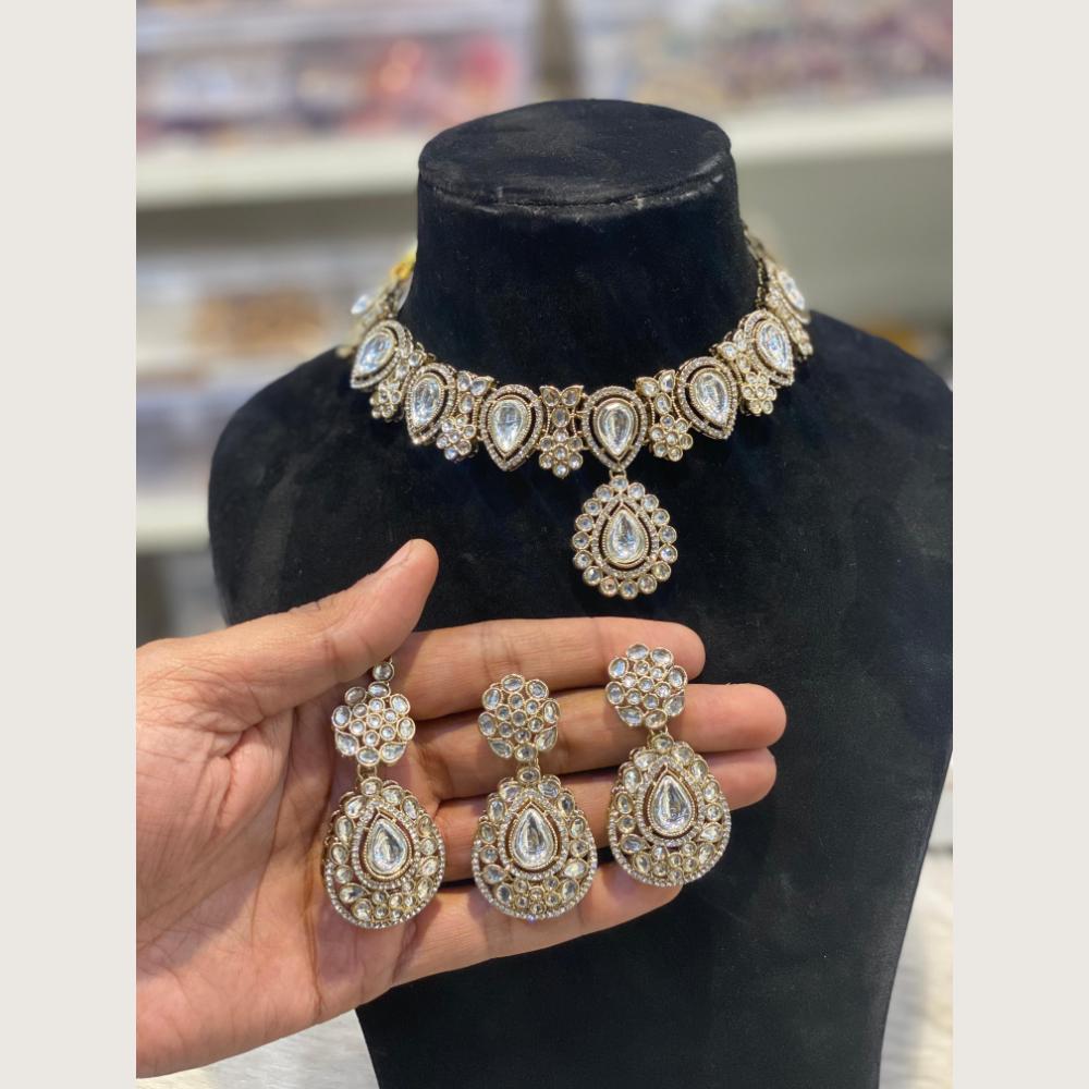 Hira Collections Premium Pota Stone Necklace Set