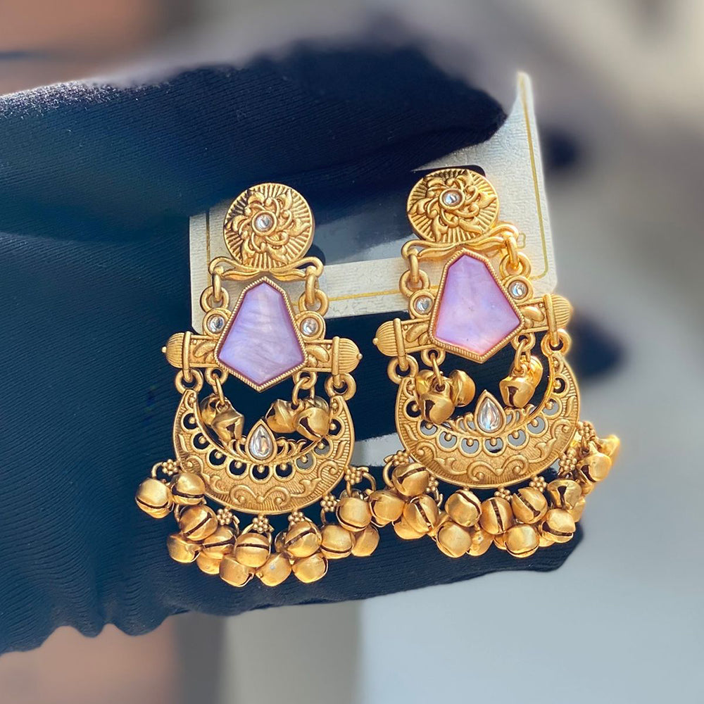 Hira Collections Luxury Kundan Stone And Ghungroo Dangler Earrings