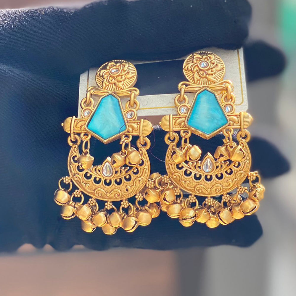 Hira Collections Luxury Kundan Stone And Ghungroo Dangler Earrings