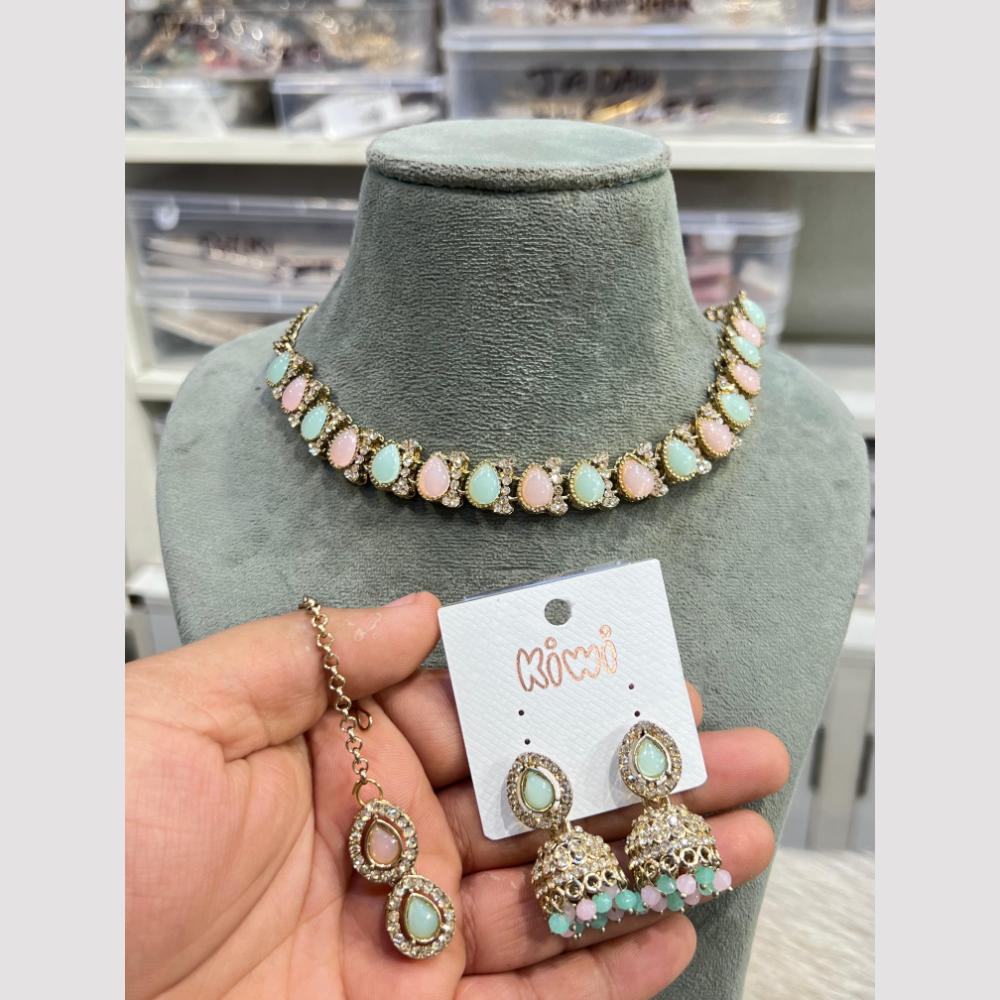 Hira Collections Glamorous Pota Stone And Pearl Necklace Set
