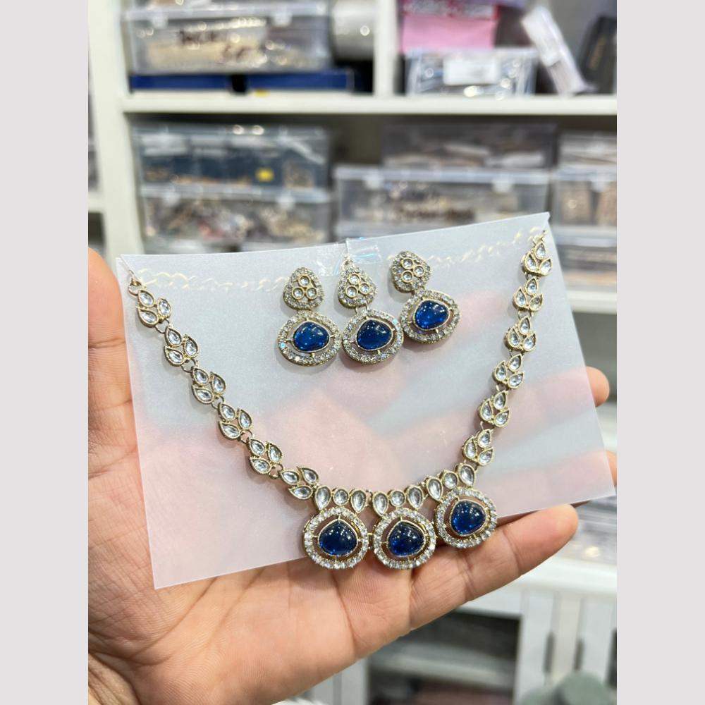 Hira Collections Kundan Stone And Austrian Stone Necklace Set