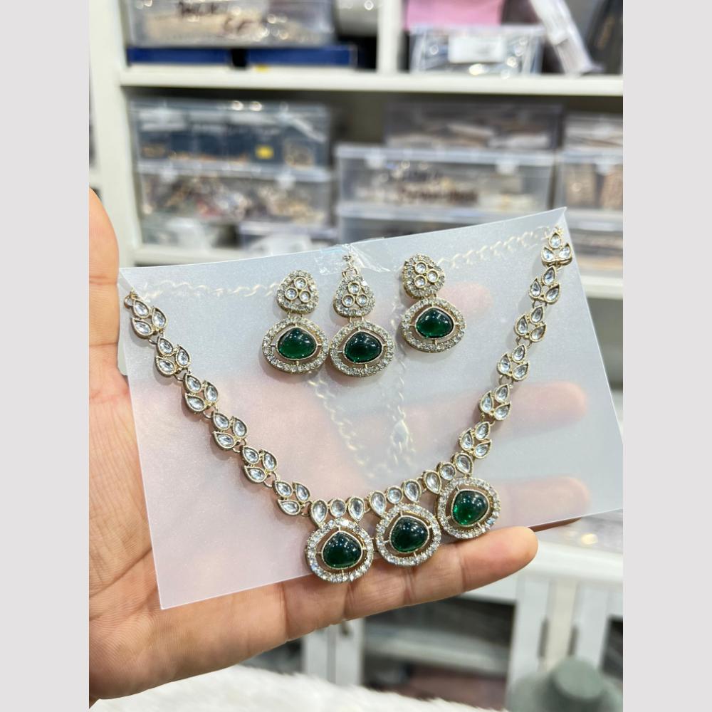 Hira Collections Kundan Stone And Austrian Stone Necklace Set