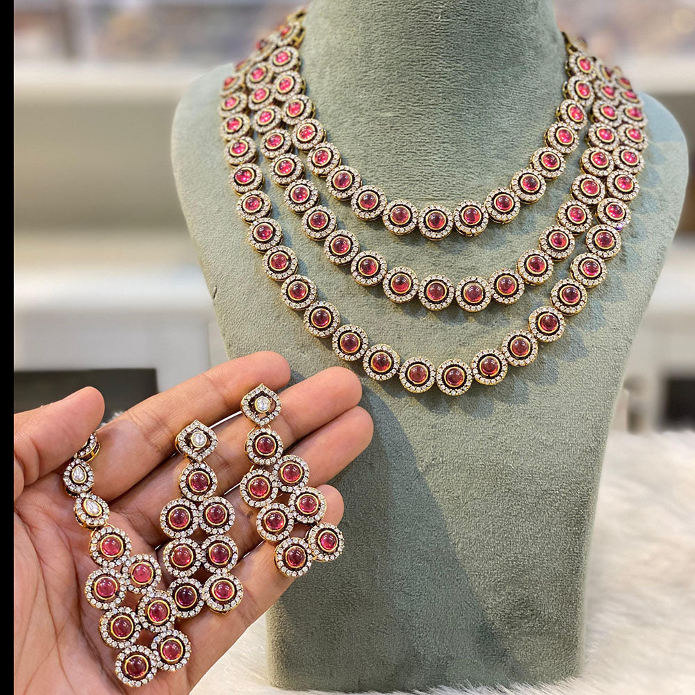 Hira Collections Classic Pota Stone Necklace Set