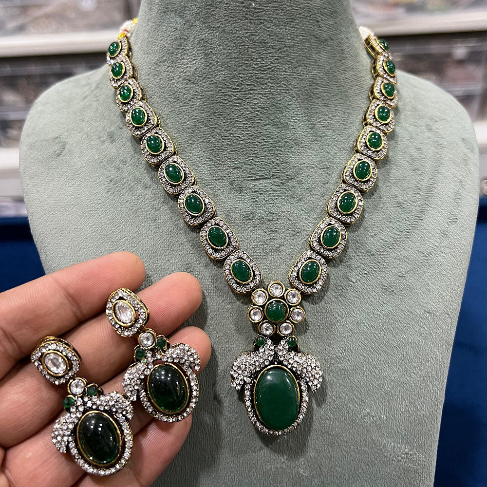 Hira Collections Classic Pota Stone Necklace Set