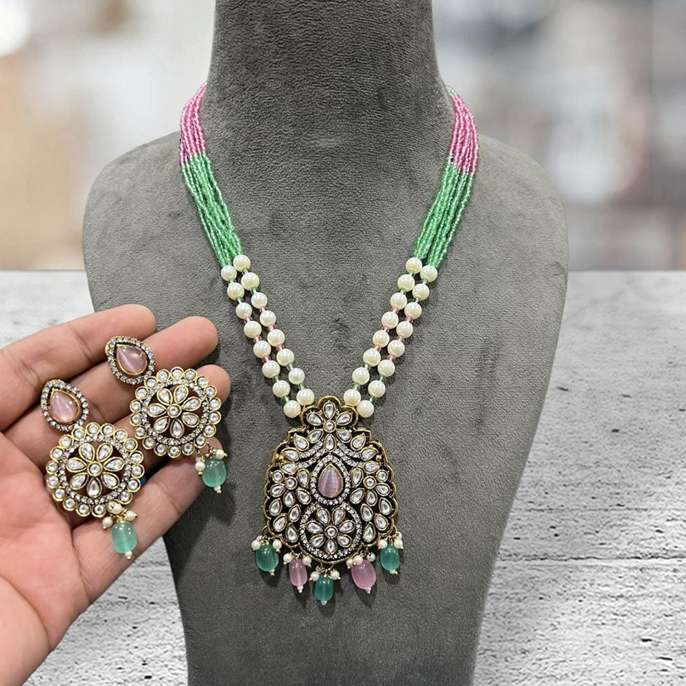 Hira Collections Classic Pota Stone And Beads Necklace Set
