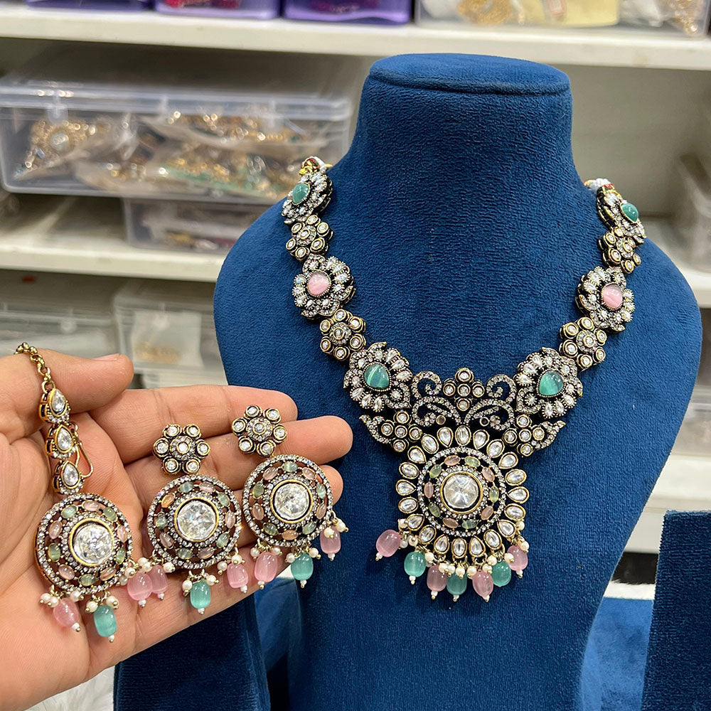 Hira Collections Classic Pota Stone And Beads Necklace Set