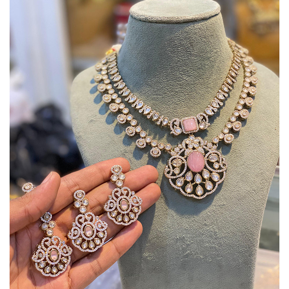 Hira Collections Classic Kundan Stone And Pota Stone Necklace Set