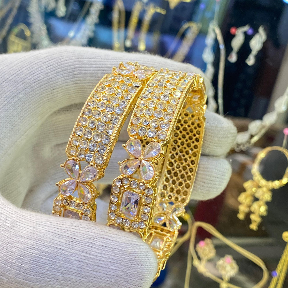 Hira Collections Ethnic Glow Crystal And Austrian Stone Bangles Set