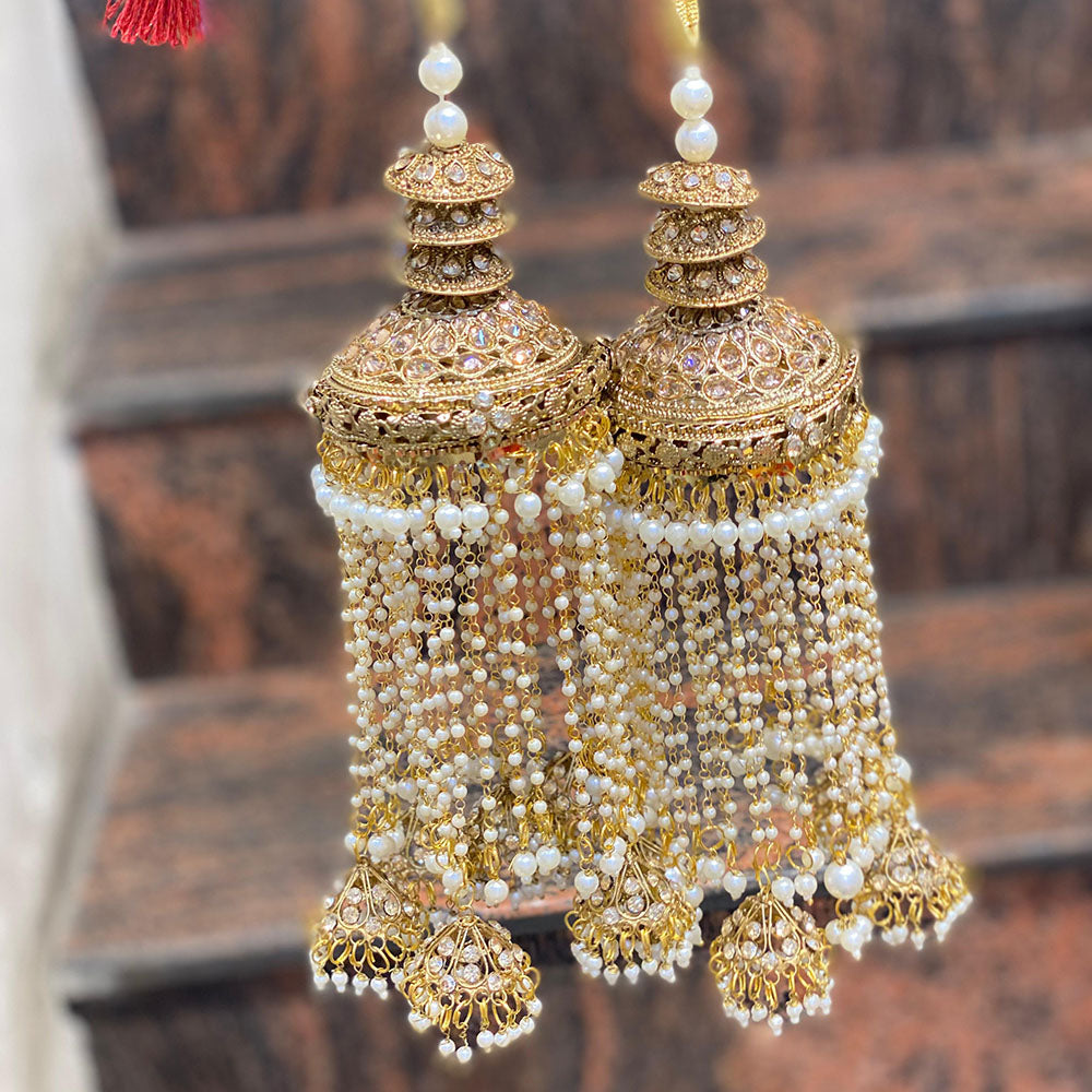Hira Collections Bridal Crystal Stone And Pearl Kalire for Dulhan