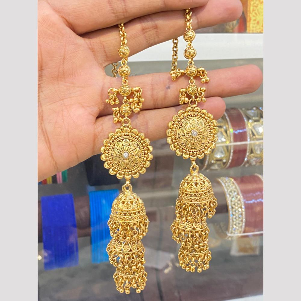 Hira Collections Fashionable Gold Plated Pearl Jhumki Earrings