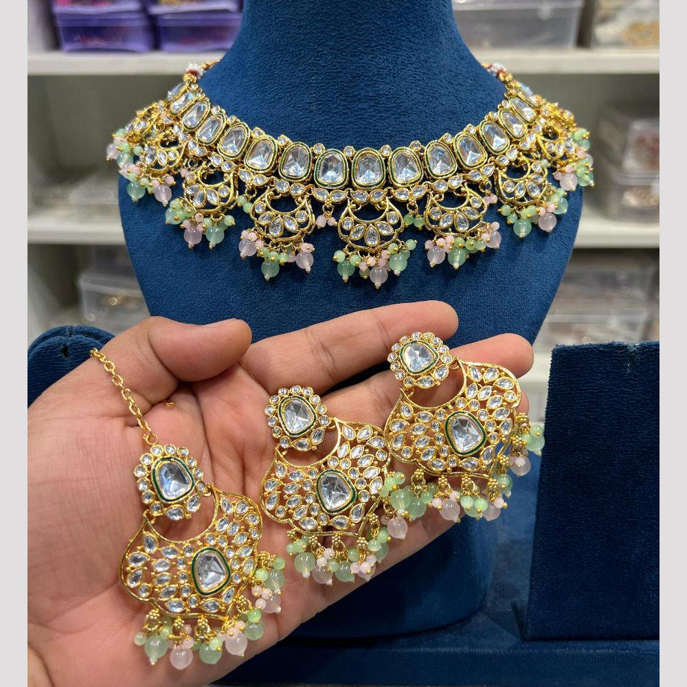Hira Collection Glamorous Polki Kundan And Pearl Choker Necklace Set
